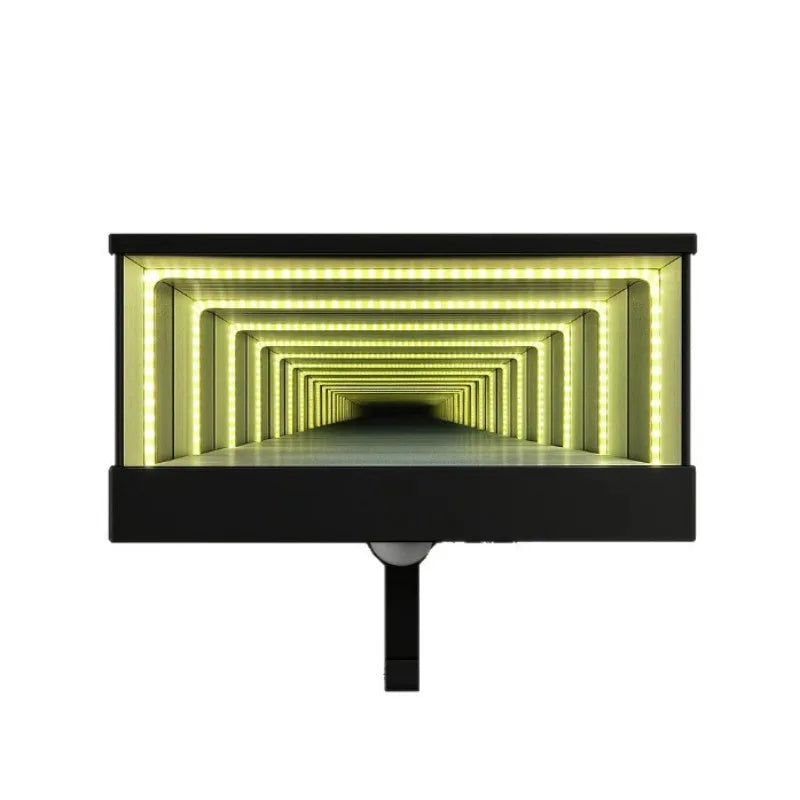 LED light fixture with tunnel-like design on a white background