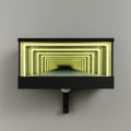 Modern wall-mounted light fixture with LED tunnel effect on a gray background