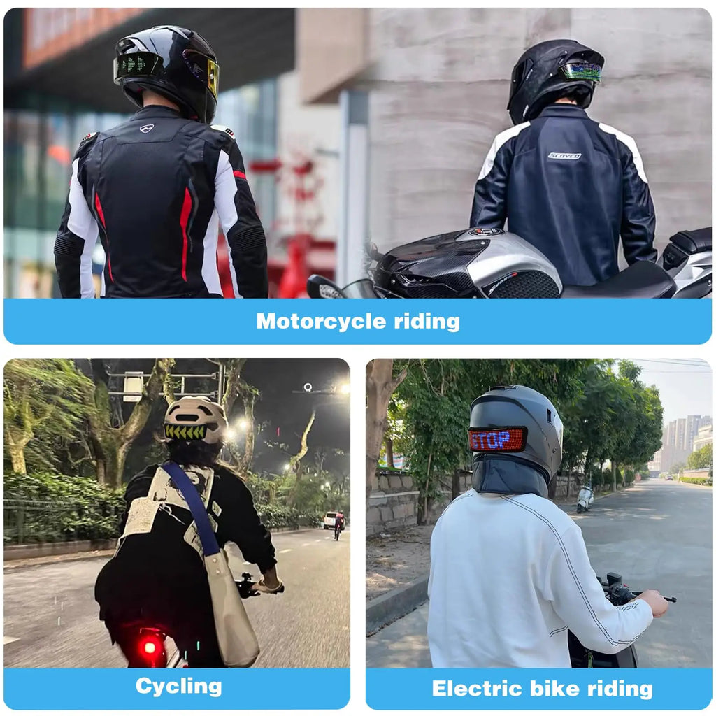 Collage of people riding motorcycles, bicycles, and electric bikes with helmets on.